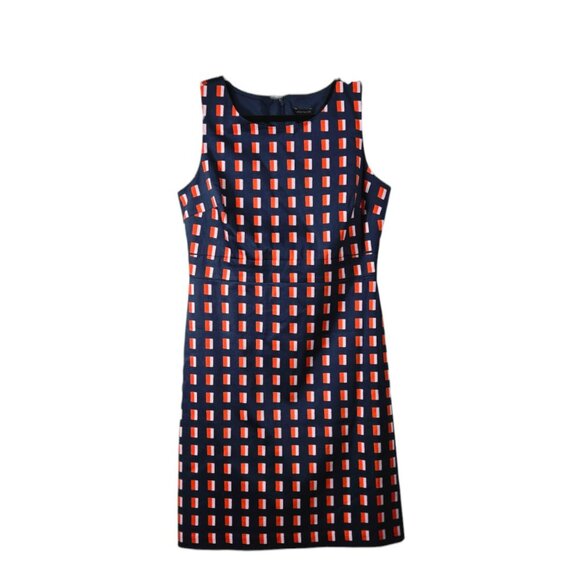 Ann Taylor Size 6 Dress Sleeveless Lined Tailored Navy Red Pink Print - Picture 2 of 8